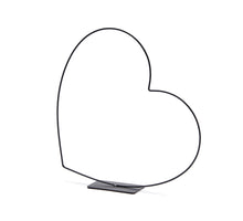 Metal heart lying on base 25cm black