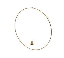 Metal ring hanging 50cm gold + candle holder