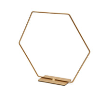 Metal hexagon on base 40cm gold