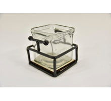 Metalen houder zwart met 1 accuglas 9x9x8cm