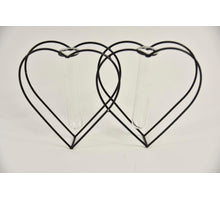 Metal holder heart black with 2 test tubes ''XL'' 30x5x20cm