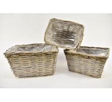 Set/3 manden rechthoek zeegras/riet 32x24x18cm grey-wash