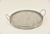 Round tray zinc/wood with ears D24.5 H2/6cm grey-wash