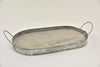 Oval tray zinc/wood with ears 27.5x16x2/5.5cm grey-wash