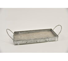 Dienblad rechthoek zink/hout met oren 20x9,5x2/5,5cm grey-wash