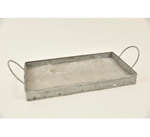Dienblad rechthoek zink/hout met oren 23x13x2/5,5cm grey-wash
