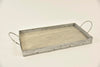 Dienblad rechthoek zink/hout met oren 26x15,5x2/5,5cm grey-wash