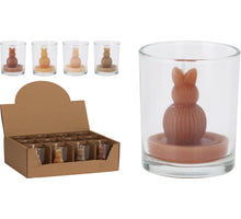 KAARS HAASJE IN GLAS D6 H8CM 4 ASSORTIE KLEUR