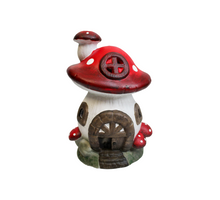 PADDENSTOEL HUISJE ROOD H25CM - AARDEWERK