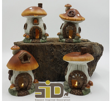 PADDENSTOEL HUISJE 4 ASSORTIE H20 CM AARDEWERK MET LED