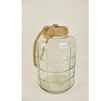 Glasvaas Dublin D21,5 H32cm helder met jute touw