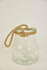 Windlicht glas ''tulp'' met jute touw D11,5/15 H18cm