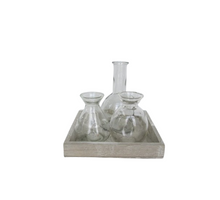 Houten tray grijs met 3 fles mix 17x17x16cm