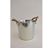 Zink emmer met jute oren D21 H19cm
