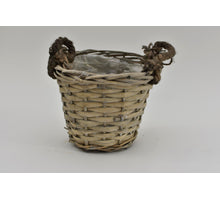 Oorpot riet met jute oren 18x15cm Grijs