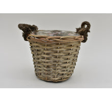 Oorpot riet met jute oren 20x16cm Grijs