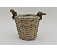 Oorpot riet met jute oren 22x18cm Grijs