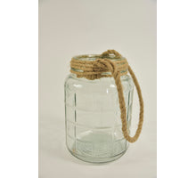 Glasvaas Dublin D16 H23cm helder met jute touw
