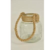 Glasvaas Dublin D12 H14cm helder met jute touw