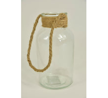 Glasfles Limerick D10 H20cm helder met jute touw