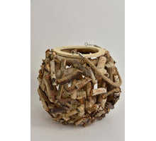 Lantaarn berk L met jute hengsel D18 H25cm naturel