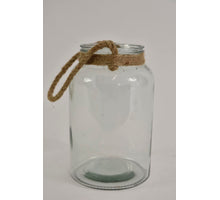Glasbus ''Quinty'' met jute touw D15,7 H25,5cm Helder