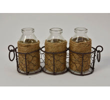 Gaasmand met oortjes en 3 flessen met jute 20x7x11cm