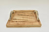 Dienblad vierkant met handgrepen hout naturel 25x25x6cm