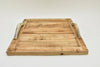 Dienblad vierkant met handgrepen hout naturel 39x39x7cm