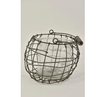 Draadmand met hengsel en glas grijs D15 H13/23cm