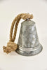 Zinken bel Old-finish D15,5 H19cm met jute touw 26cm