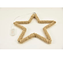 Jute touw ster 25x1,5cm met 15 LED