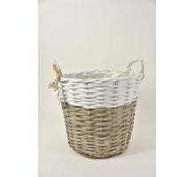 Oorpot grijs/wit met hartjes hanger ''L'' D28 H24cm