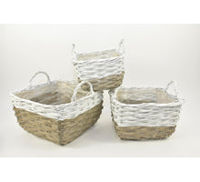 Set/3 manden vierkant met oren grijs/wit 30x30x19CM