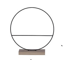 Decoratie cirkel op houten voet met spijl zwart - b7xd30cm