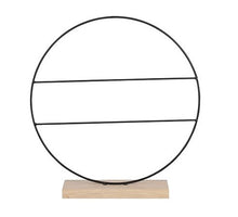Decoratie cirkel op houten voet met spijlen zwart - b8xd40cm