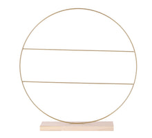 Decoratie cirkel op houten voet met spijlen goud - b9xd55cm