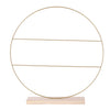 Decoratie cirkel op houten voet met spijlen goud - b9xd55cm