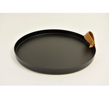 Metalen plateau rond met oortje D25 H1,8cm zwart