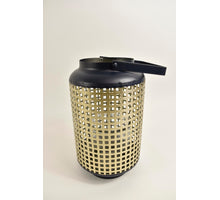 Lantaarn ''Erik'' rond metaal D15,5 H27/36cm zwart/goud