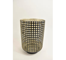 Windlicht ''Erik'' XL rond metaal D15,5 H23cm zwart/goud