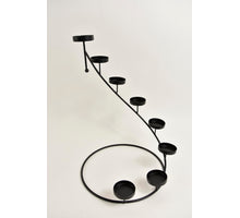 Waxinelicht toren (8) ''trap'' metaal rond D25 H36,5cm zwart