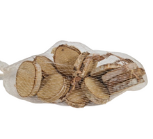 Net of 15 natural birch slices, 5-6cm