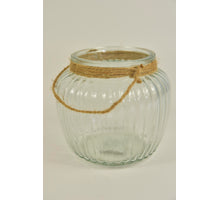 Bolvaas geribbeld glas helder D-15 H-13,5 CM