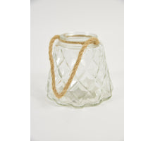 Glasvaas ''Iris'' rond met jute touw D12,5 H11cm