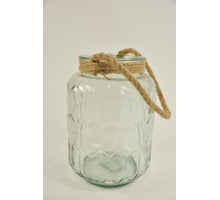 Glasvaas ''Bee'' rond met jute touw D18 H25cm