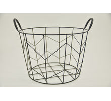 Metallkorb ''Dennis'' rund mit Ohren schwarz D38 H26cm