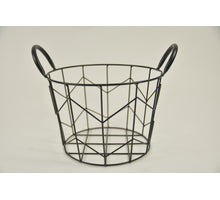 Metallkorb ''Dennis'' rund mit Ohren schwarz D26 H18cm