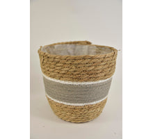 Mand zeegras ''Alie'' rond naturel/grijs D20 H18cm