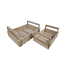 Set/2 Krat/Dienblad 35x25x14cm hout naturel-wash